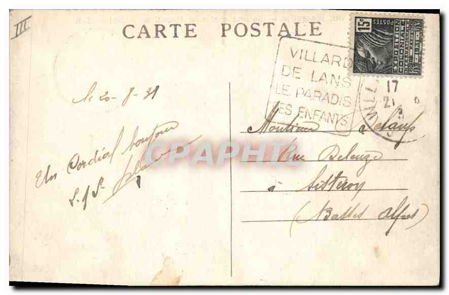 Dauphiné — Le Lautaret et le Massif de la Melje — E.R. n°981 — Verso