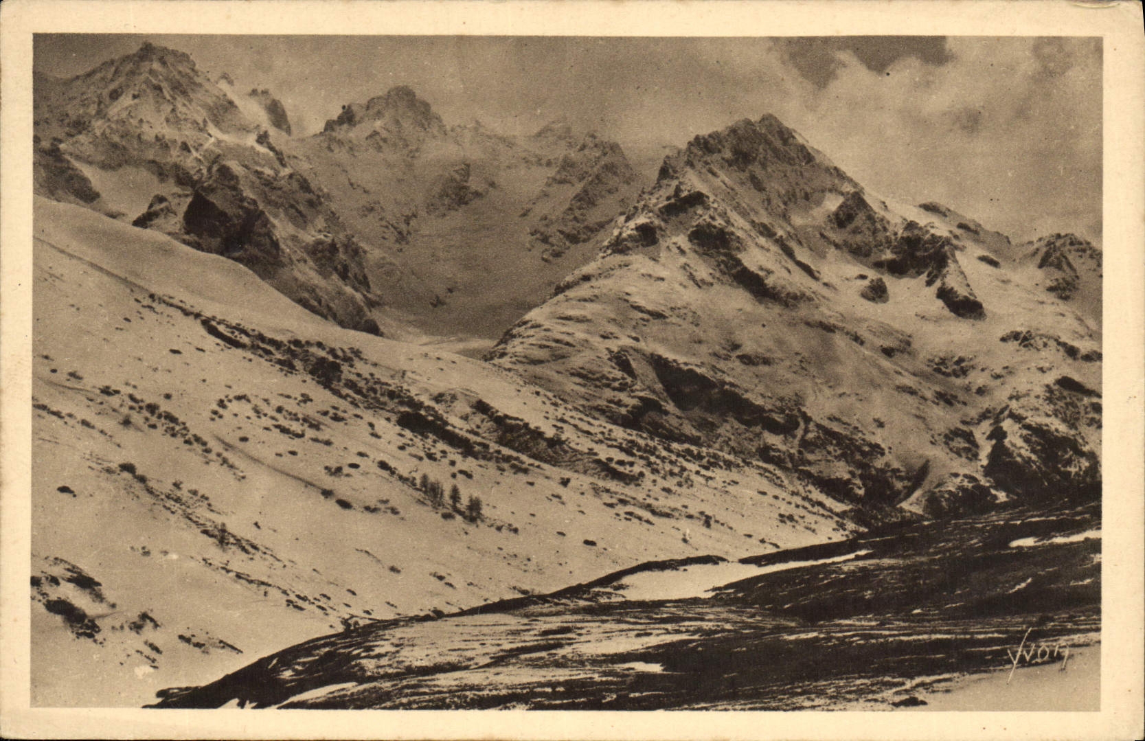 Les Alpes — Vue sur les Pics de Neige, du Lautaret, le Pic Gaspard, le Bec et le Pic de l'Homme — Les Editions d'Art YVON, Paris