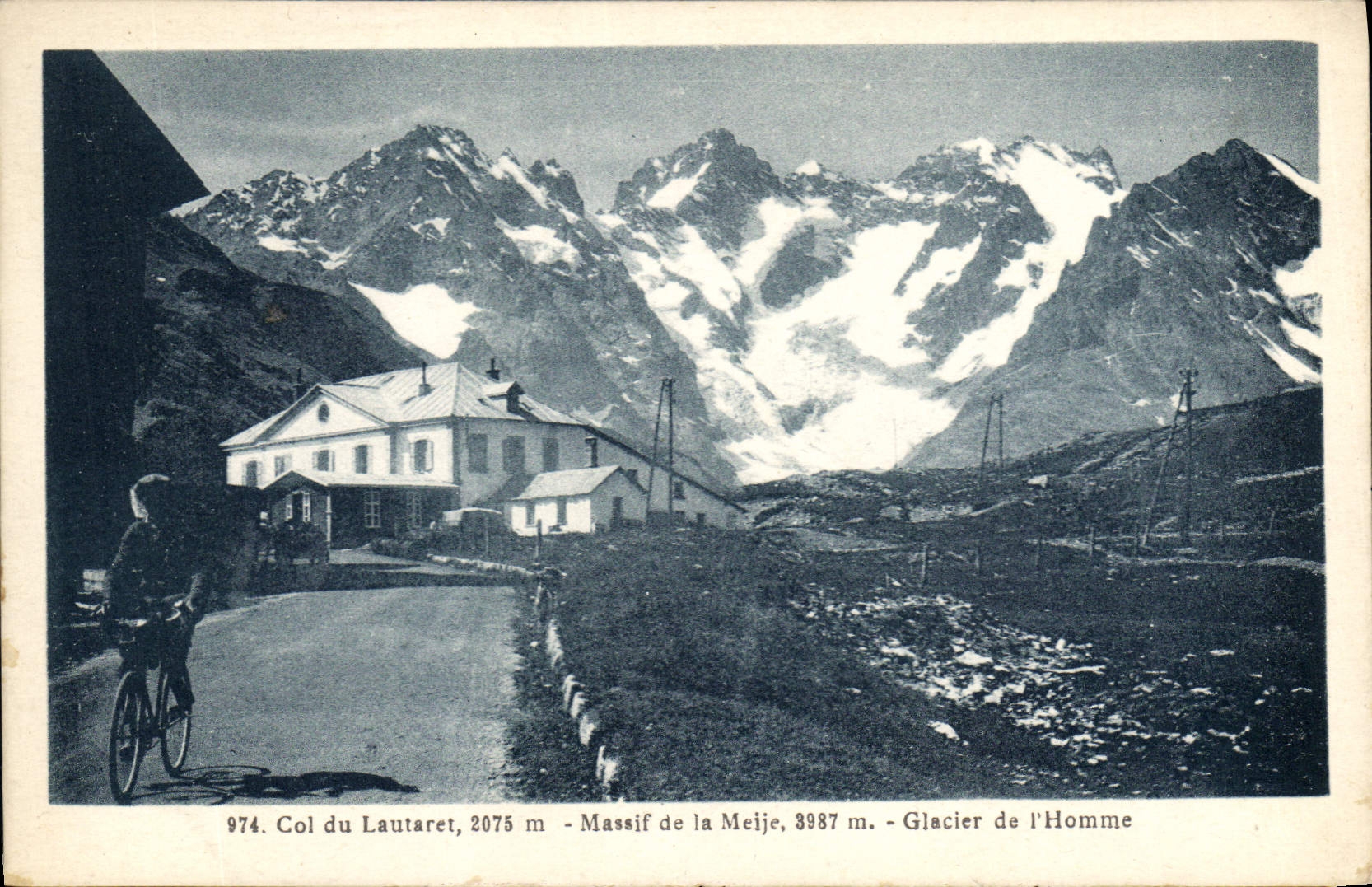 Col du Lautaret — vue alpine avec cycliste — L. Blanc, Phot. Editeur, Montmélian