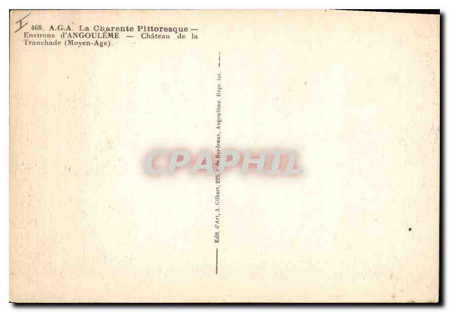 Château de la Tranchade — Environ d'Angoulême — Moyen Âge — Verso
