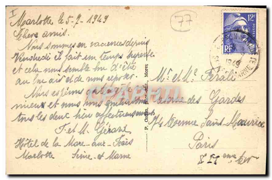 Montigny-Marlotte — Der Fabelteich — P.C. — Rückseite