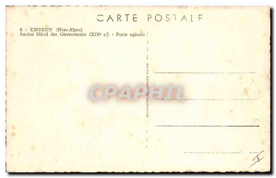 Émerun (Hautes-Alpes) — Ancien Hôtel des Gouverneurs (XIVe s.) — Porte ogivale — Achterkant
