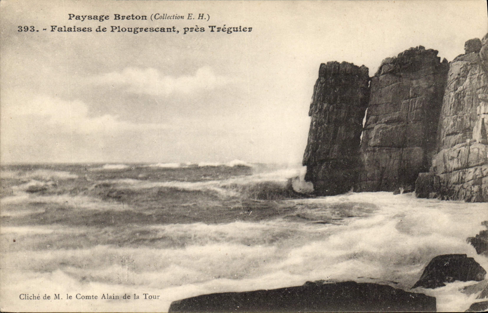 Falaises de Plougrescant, près Tréguier — Paysage Breton (Collection E.H.) — Cliché de M. le Comte Alain de la Tour, n° 393