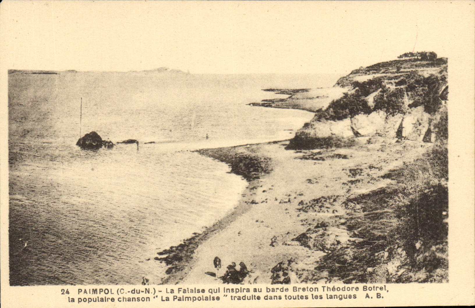 Paimpol (C.-du-N.) — La Falaise qui inspira la chanson "La Palmpolaise" à Théodore Botrel — Phototype A. Bruel