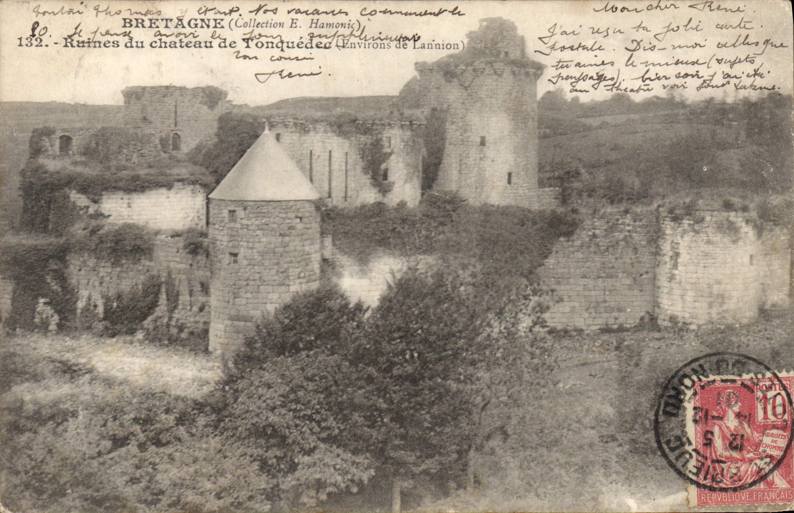 Ruines du château de Tonquédec — Environ de Lannion — Éditeur E. Hamonic, n° 132