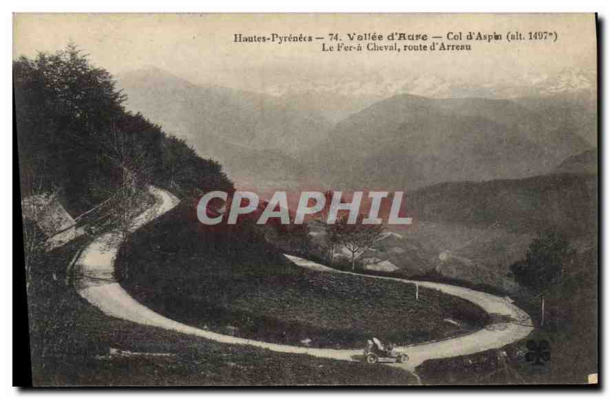 Hautes-Pyrénées — 74. Vallée d'Aspin — Col d'Aspin (alt. 1497m) — Le Fer-à-Cheval, route d'Arreau