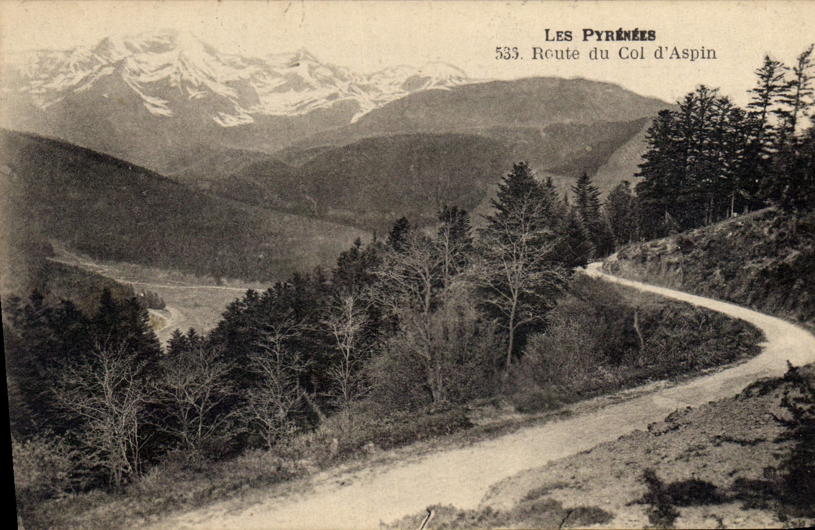 Les Pyrénées — Route du Col d'Aspin — Éditeur non identifié, n° 533