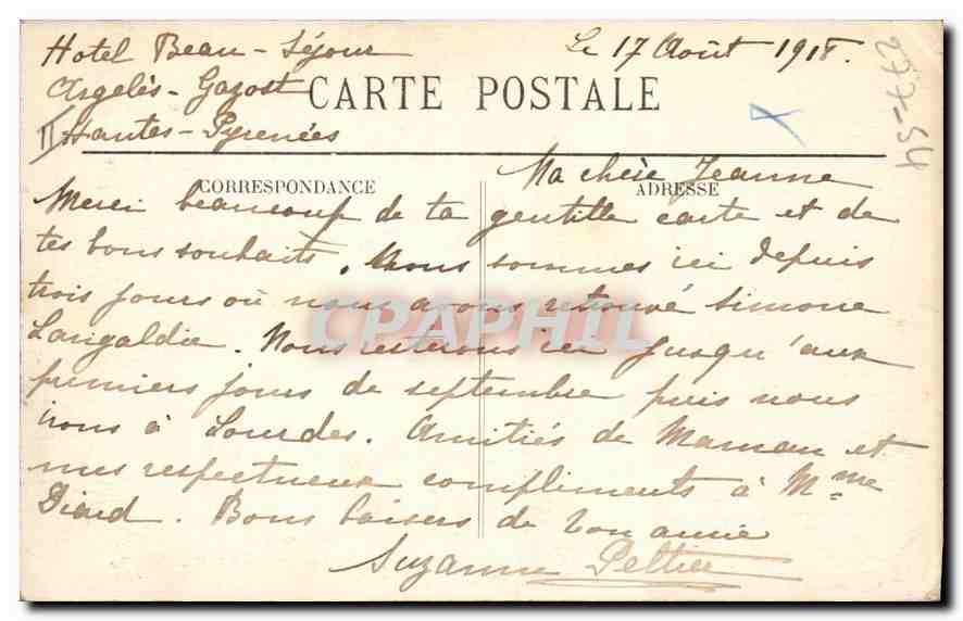 CPA Argeles Gazost L'Eglise — Verso