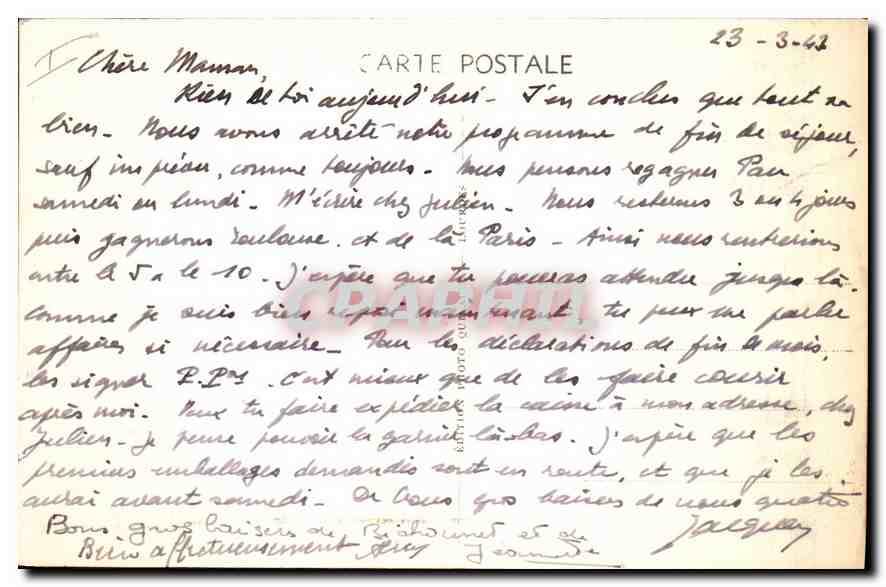 CPA Argeles Le Parc — Verso