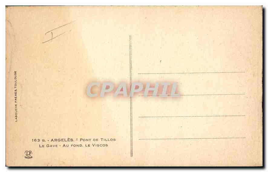 CPA Argeles Pont de Tilos Le Gave au Fond le Viscos — Verso