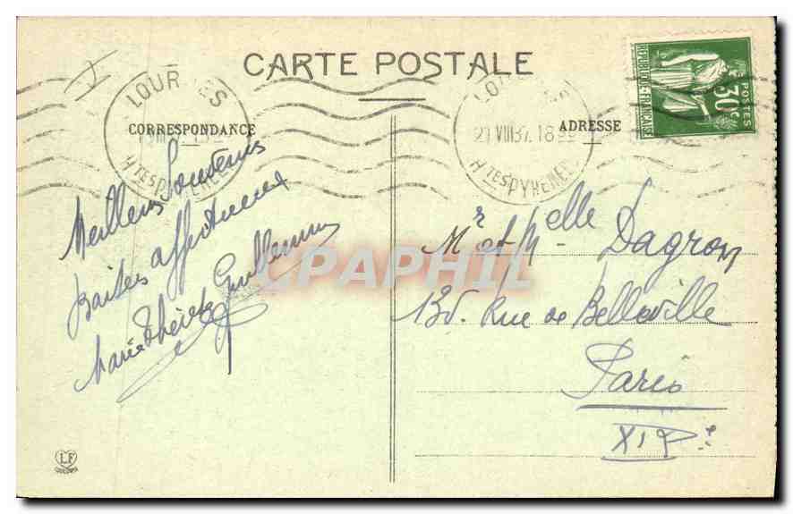 CPA Les Hautes Pyrenees Argeles Gazost Pic de Viscos — Verso