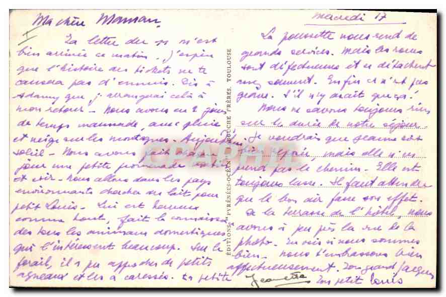 CPA Les Hautes Pyrenees Argeles La Vallee prise du Balandrau — Verso