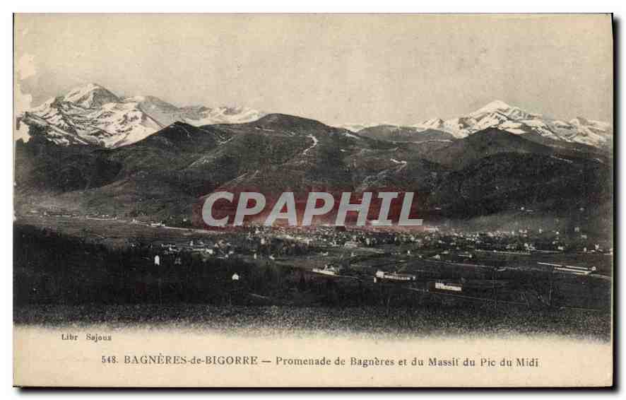 Bagnères-de-Bigorre — Promenade de Bagnères et du Massif du Pic du Midi — Libr. Sajous, n° 548