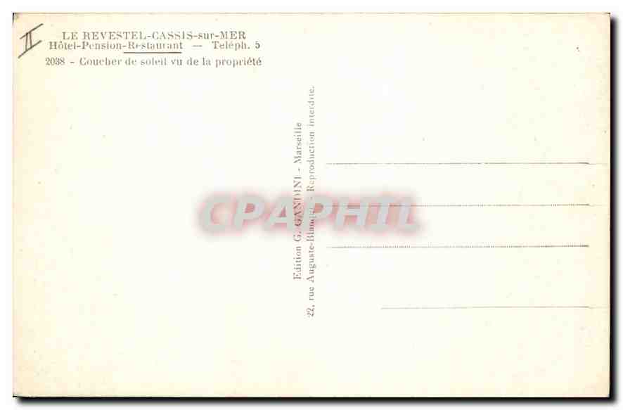 Coucher de soleil — vu de la propriété — Mireille — Verso