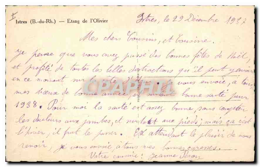 CPA  Istres (B du R) Etang de l'Olivier — Rückseite
