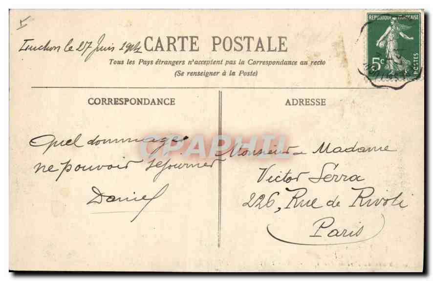 Vallée de l'Uchon — Hospice de France et Chemin du Port de Venasque — BR - 1784 — Achterkant