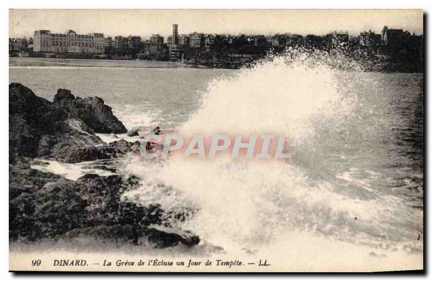 CPA Cote d'Emeraude Dinard La Greve de l'Ecluse un Jour de Tempete