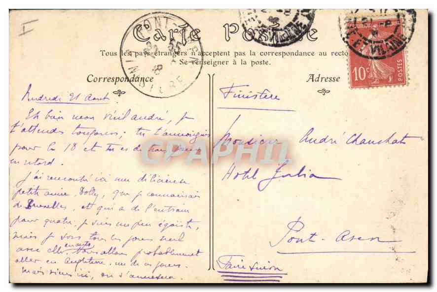 CPA Cote d'Emeraude Dinard (Hte et Vilaine) Le Ford Harbourg — Rückseite