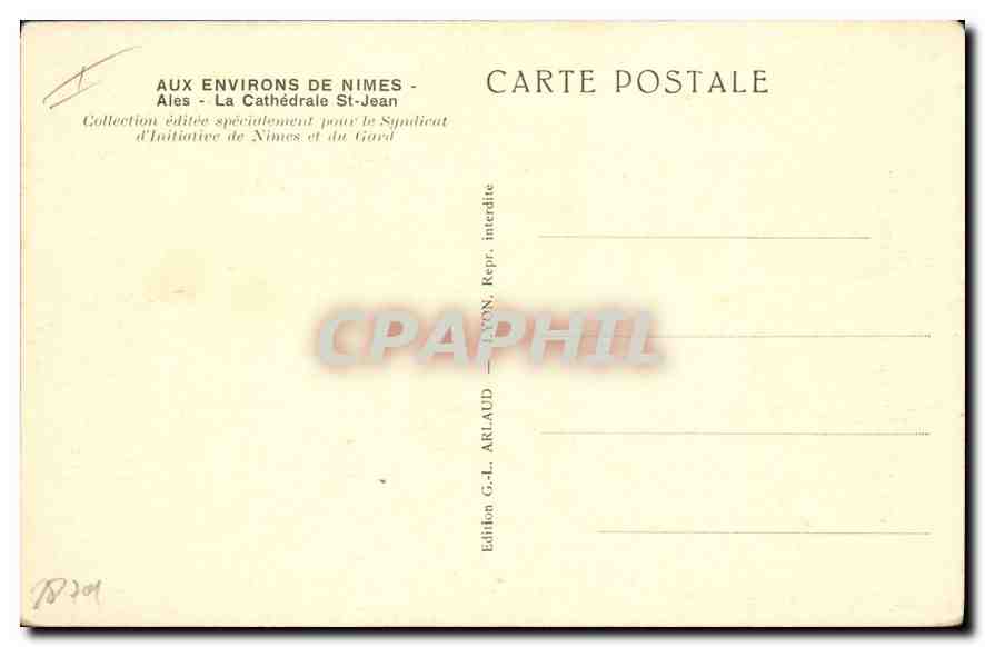 CPA Aux Environs de Nimes Ales La Cathedrale St Jean — Rückseite