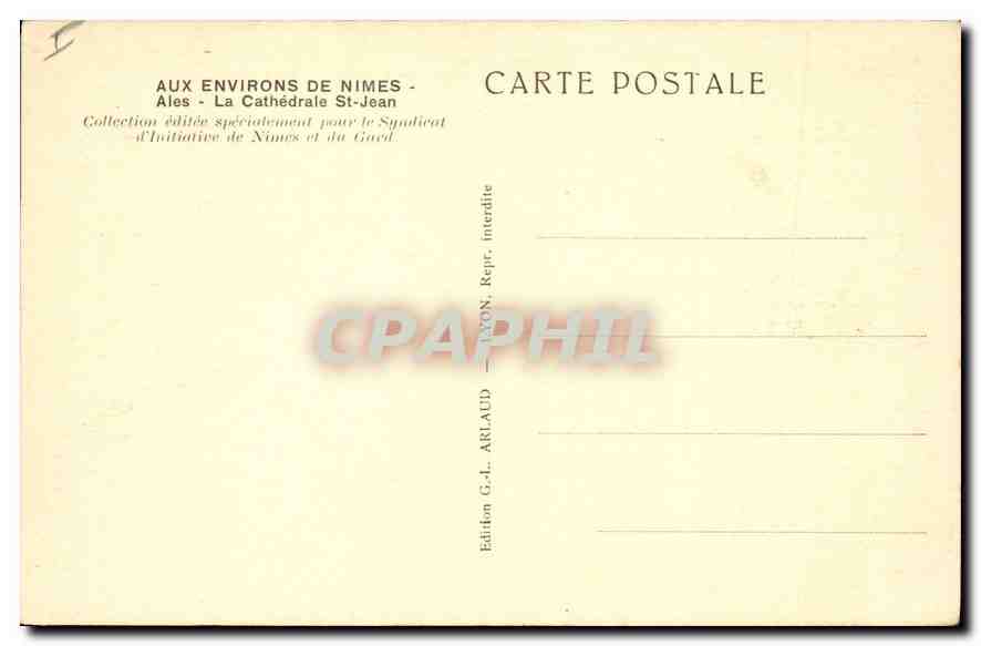 CPA Aux Environs de Nimes Ales La Cathedrale St Jean — Rückseite