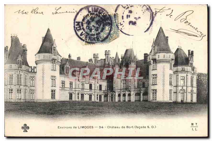 CPA Environs de Limoges Le Chateau de Bort (Facade S O)