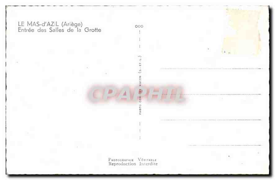 CPA Le Mas d'Azil (Ariege) Entree des Salles de la Grotte — Rückseite