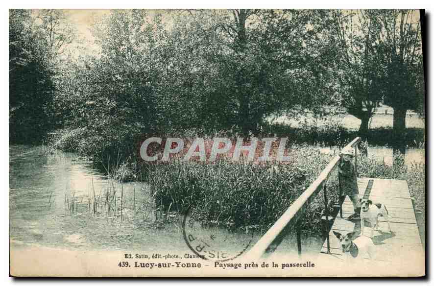 Lucy-sur-Yonne — Landschaft nahe der Brücke — Éd. Satin, Clamecy, n°439