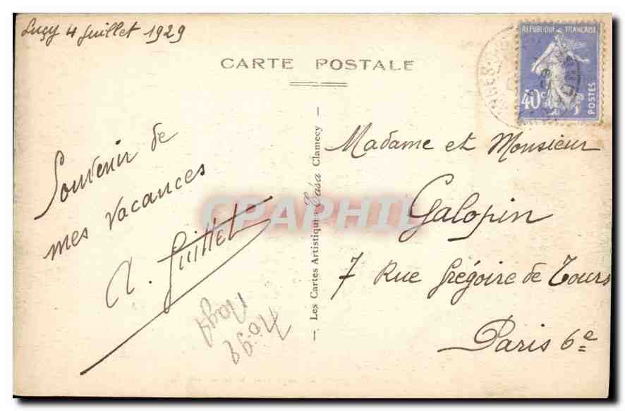 Lucy-sur-Yonne — Landschaft nahe der Brücke — Éd. Satin, Clamecy, n°439 — Rückseite