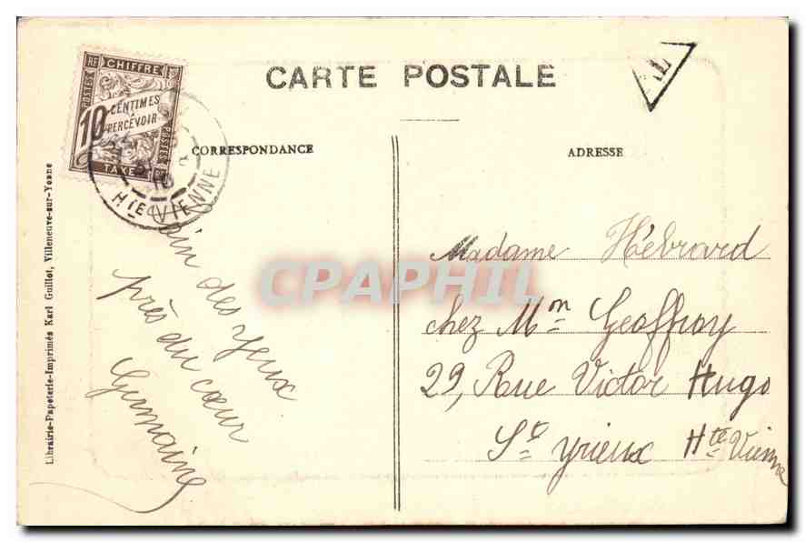 Cézy - Vue panoramique sur l'Yonne — Collection Karl Guillot, Villeneuve-sur-Yonne — Verso