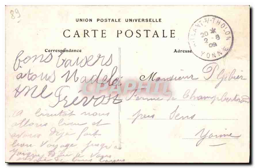 CPA Joigny Vallee d'Avizy Prise de la Cote Saint Jacques — Rückseite