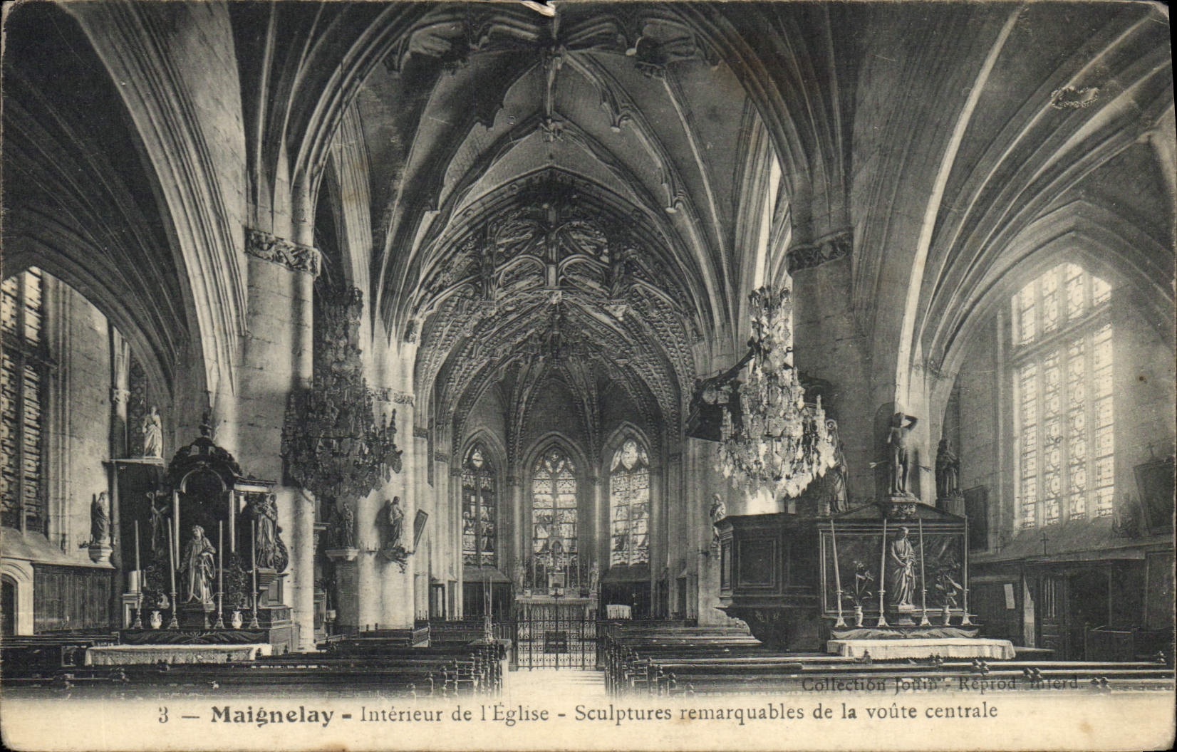 Maignelay — Innenansicht der Kirche — bemerkenswerte Skulpturen der Mittelgewölbe — Réplod Milierd