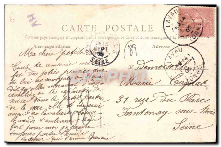 CPA Lavau (Yonne) Salle a manger du château de la Grange Arthuis Chasse — Rückseite