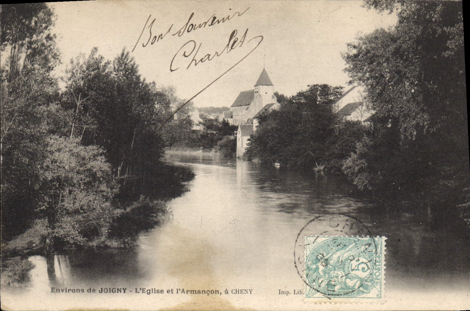 CPA Environ de Joigny L'Eglise et l'Armancon a Cheny