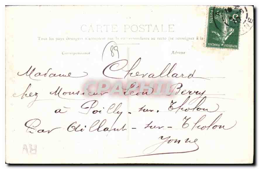 Joux-la-Ville — Portail de l'Église — éditeur Avallon, n°4 — Achterkant