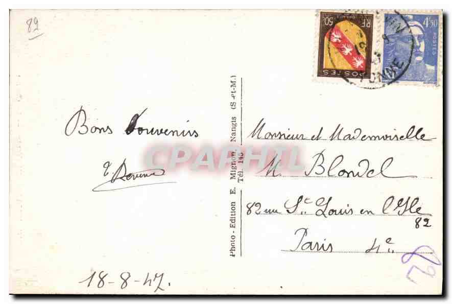 CPA Villeblevin (Yonne) Le Clocher — Back