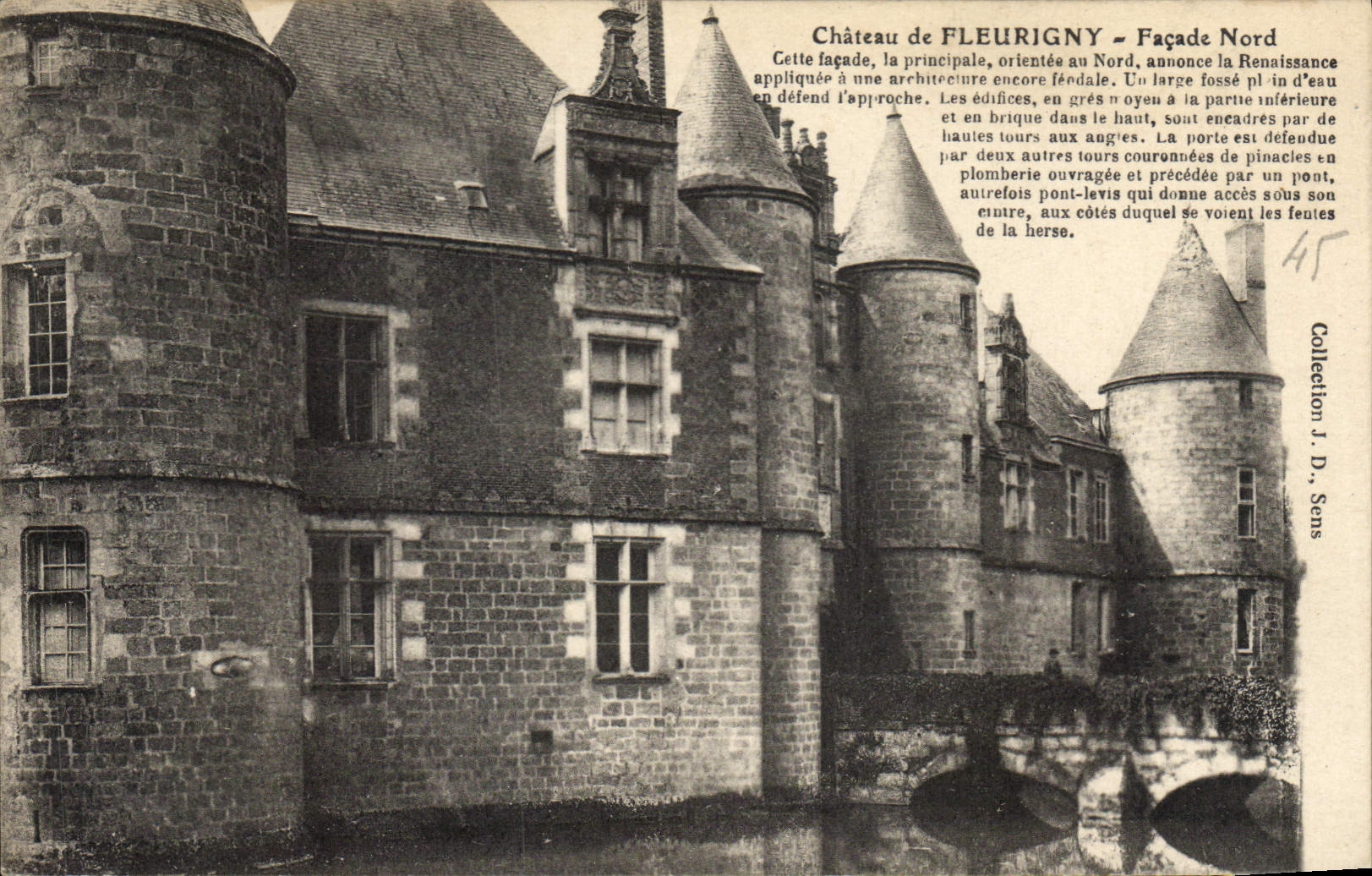 Château de Fleurigny — Façade Nord — Collection J. D. Sens