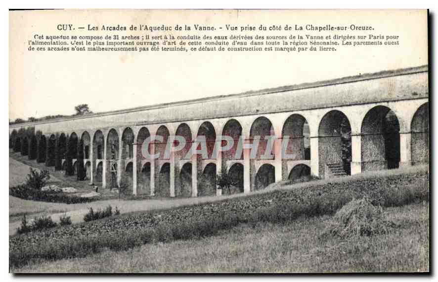CPA Cuy Les Arcades de l'Aqueduc de la Vanne Vue prise du cote de la Chapelle sur Oreuze 