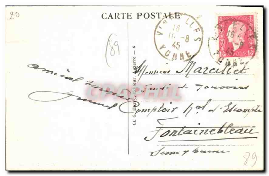 Vincelles - L'Yonne prise au Pont de Vincelottes — Edition M. Poudrier — Rückseite
