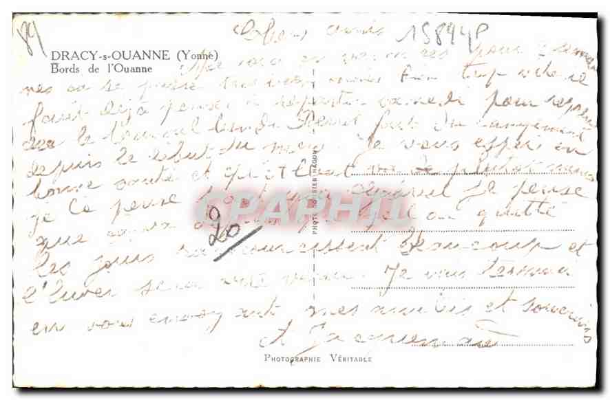 Dracy-s-Ouanne (Yonne) — Bords de l'Ouanne — Photographie Véritable — Rückseite