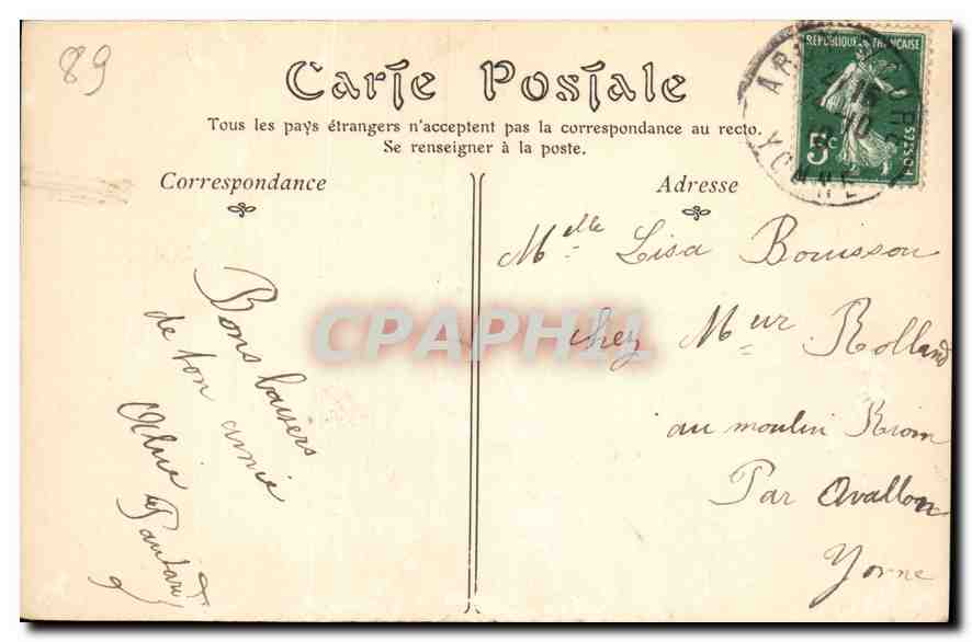 CPA Voutenay Yonne Le Chateau — Verso