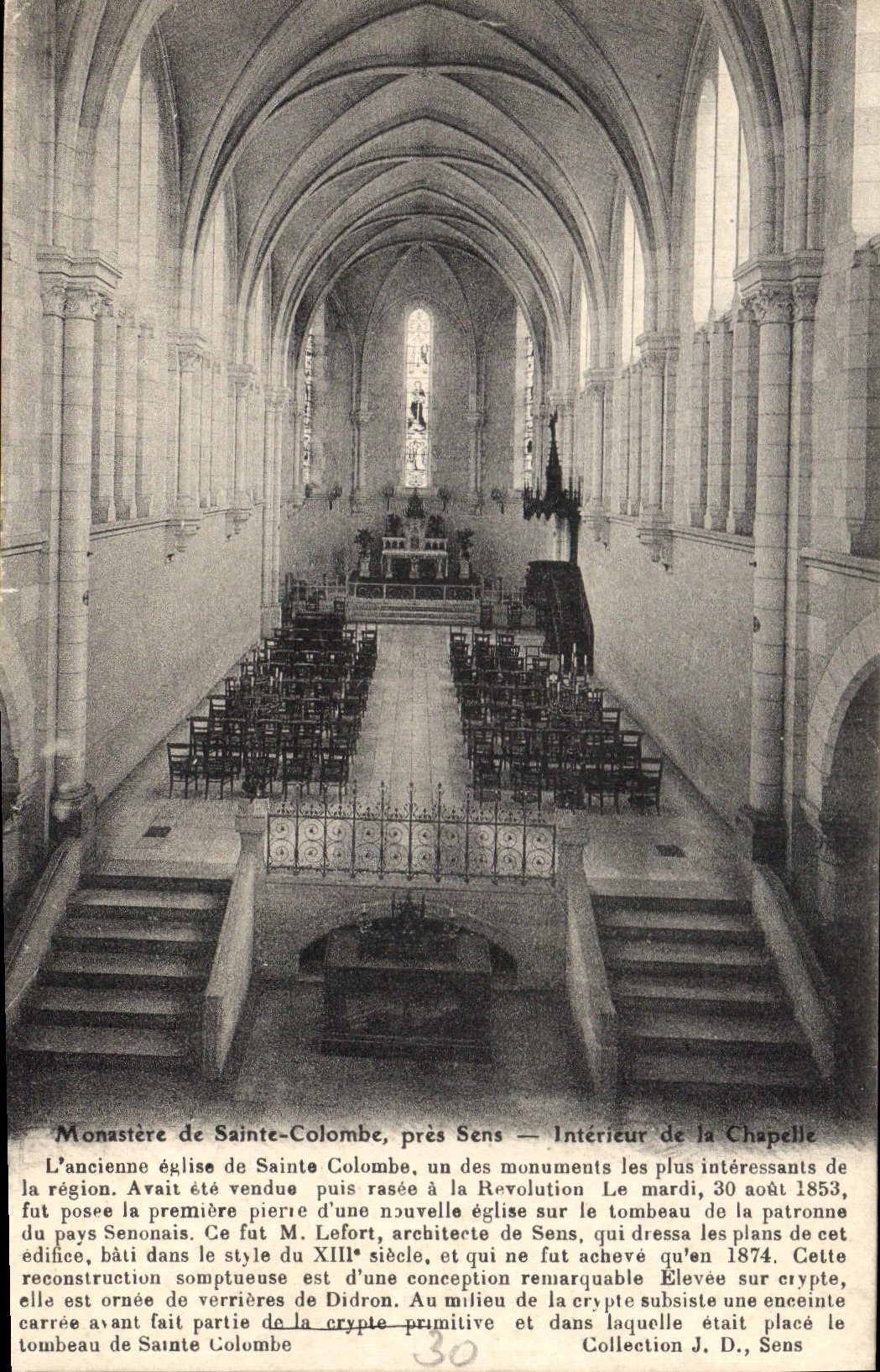 Monastère de Sainte-Colombe, près Sens — Intérieur de la chapelle — Collection J. D., Sens