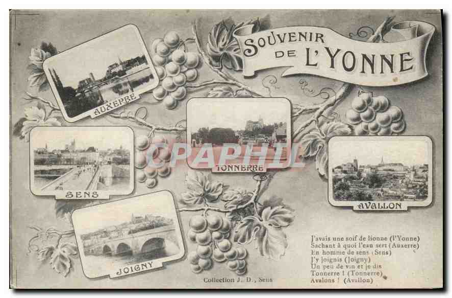 Sens, Joigny, Tonnerre, Auxerre, Avallon — Souvenir de l'Yonne — Collection J. D., Sens