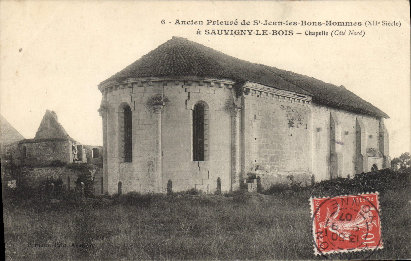 Ancien Prieuré de St-Jean-les-Bons-Hommes — Chapelle (Côté Nord) — à Sauvigny-le-Bois — éditeur Bothum, Avallon