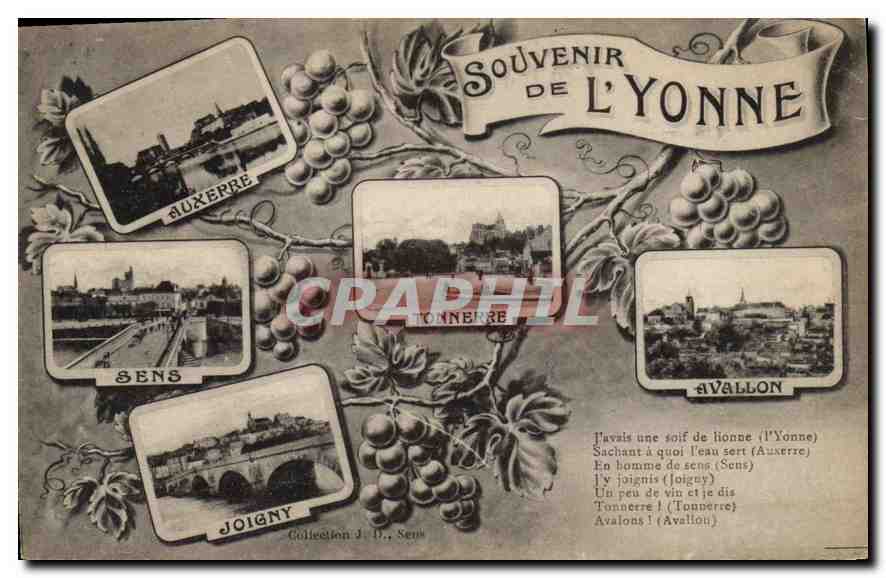 Souvenir de l'Yonne — Auxerre, Sens, Tonnerre, Joigny, Avallon — Collection J. D., Sens