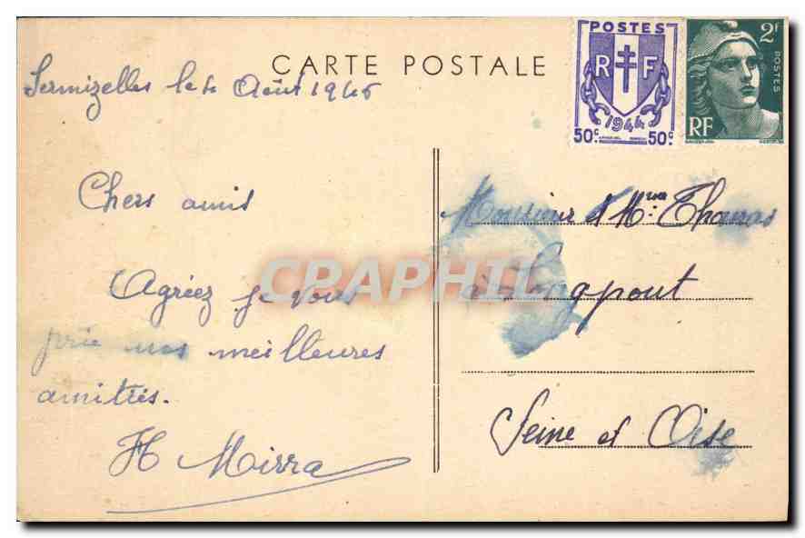 CPA Voutenay sur Cure Yonne L'Eglise  — Verso