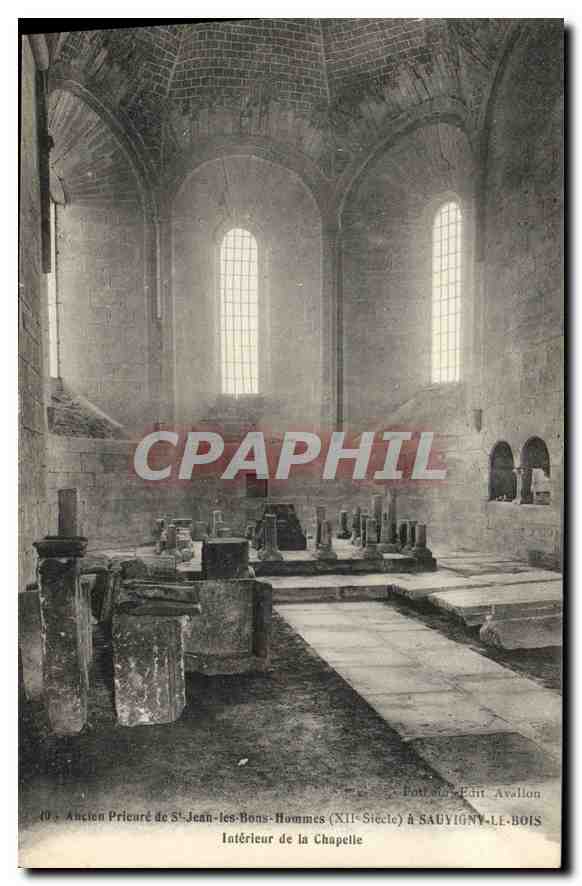 CPA Ancien Prieure de St Jean les Bons Hommes a Sauvigny le Bois Interieur de la Chapelle 