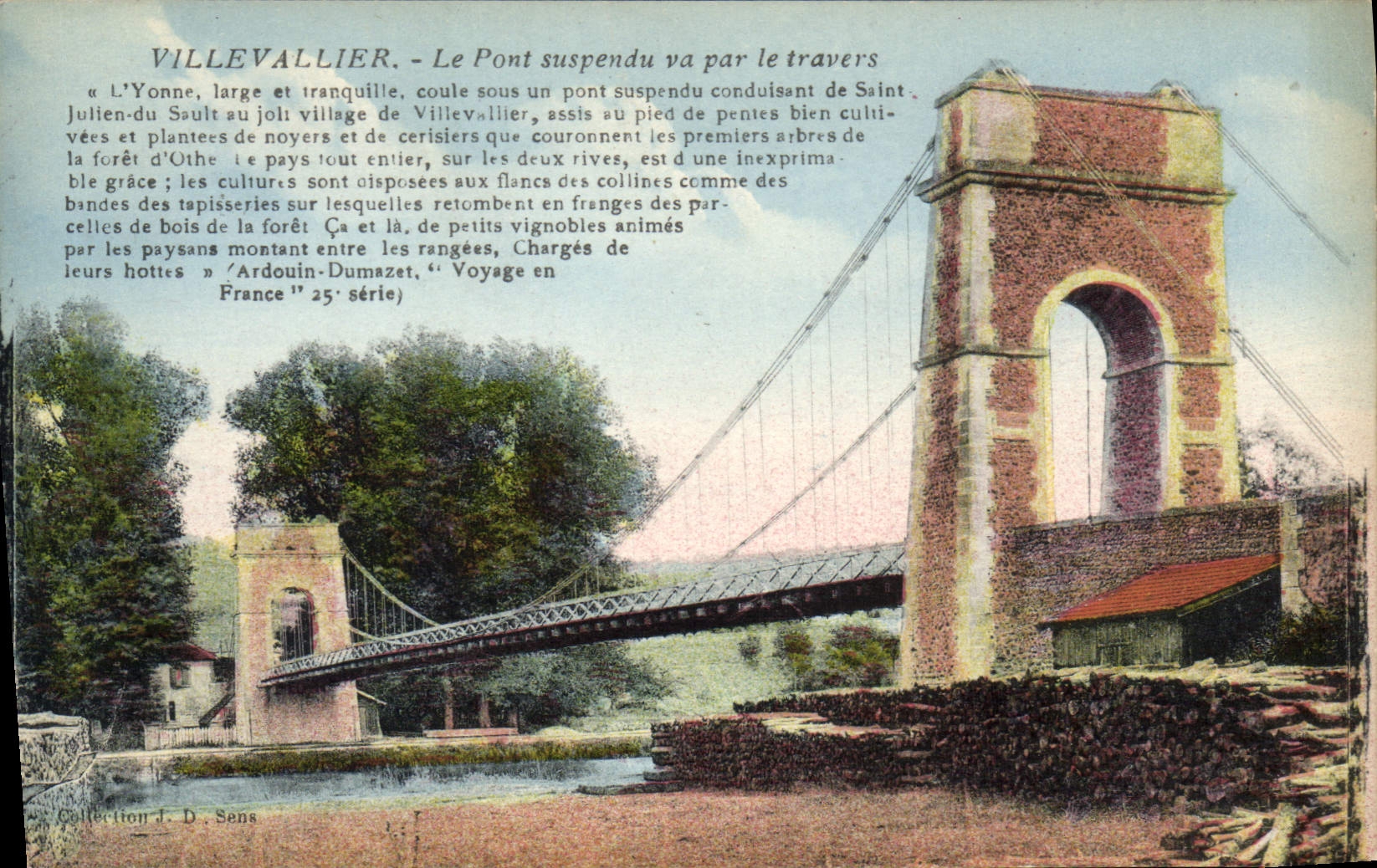 Villevallier — Le Pont suspendu par le travers — Collection J. D. Sens