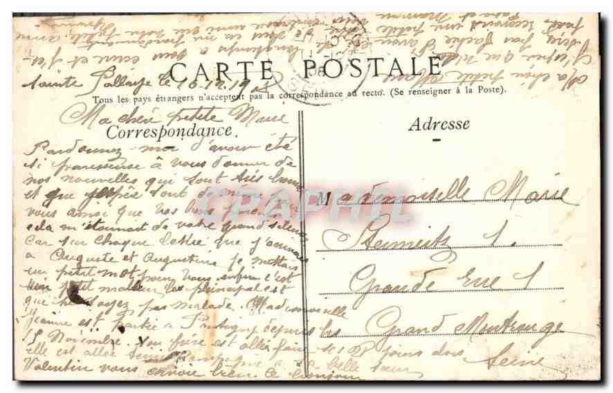 Sainte-Pallaye — Le Château — Cliché Toulot, édit. — Verso
