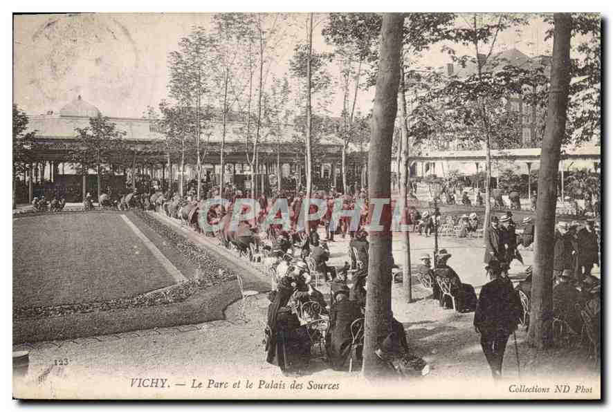 CPA Vichy Le Parc et le Palais de Sources 