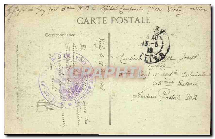 CPA Vichy Le Galerie couverte vers le Palais des Sources  — Rückseite